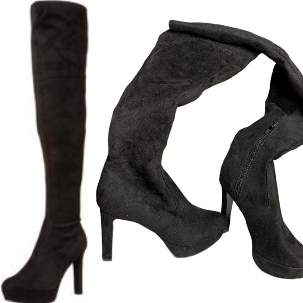 Nine West black over the knee sued boots. Size 6